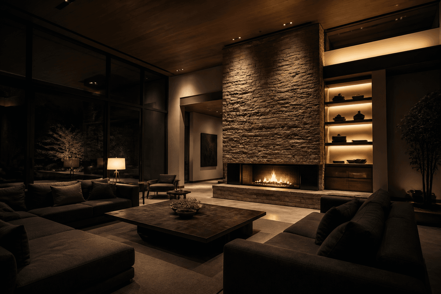 A living room used as a lighting laboratory